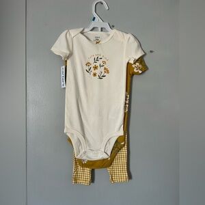 Carter's White and Yellow Floral Bodysuit Set